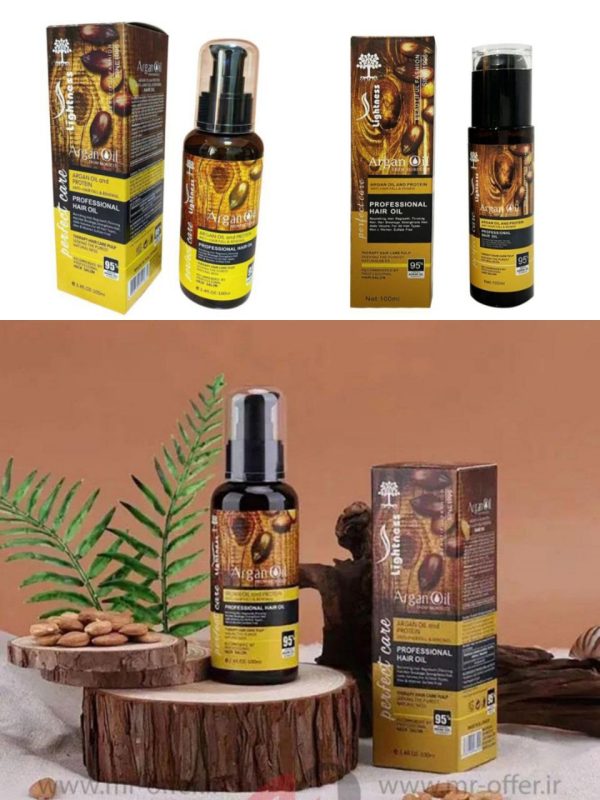 روغن آرگان لایتنس ۱۰۰ میل شیشه‌ای – اکسیر چندمنظوره بدون سولفات برای موهای شما